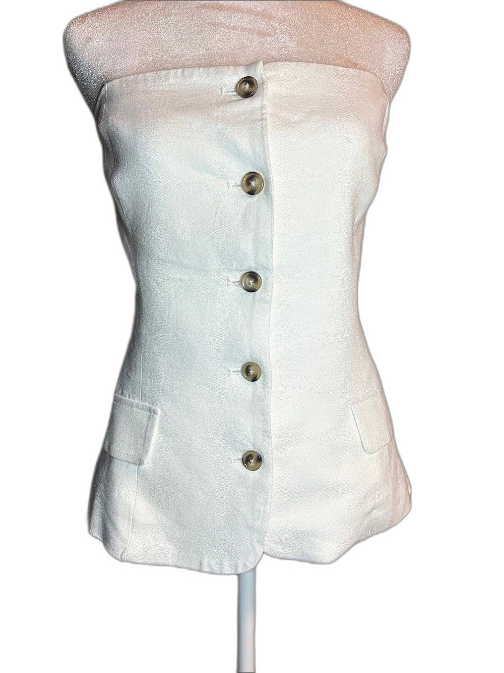 Broadway38 Strapless Button Front Top White Size XL NWT